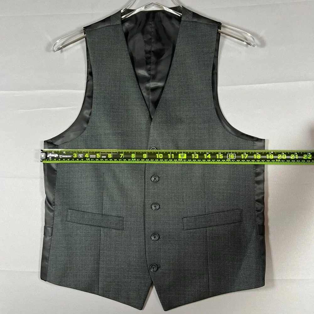 Kenneth Cole Reaction Waistcoat Mens Small Gray Double Vented Fully Lined Formal